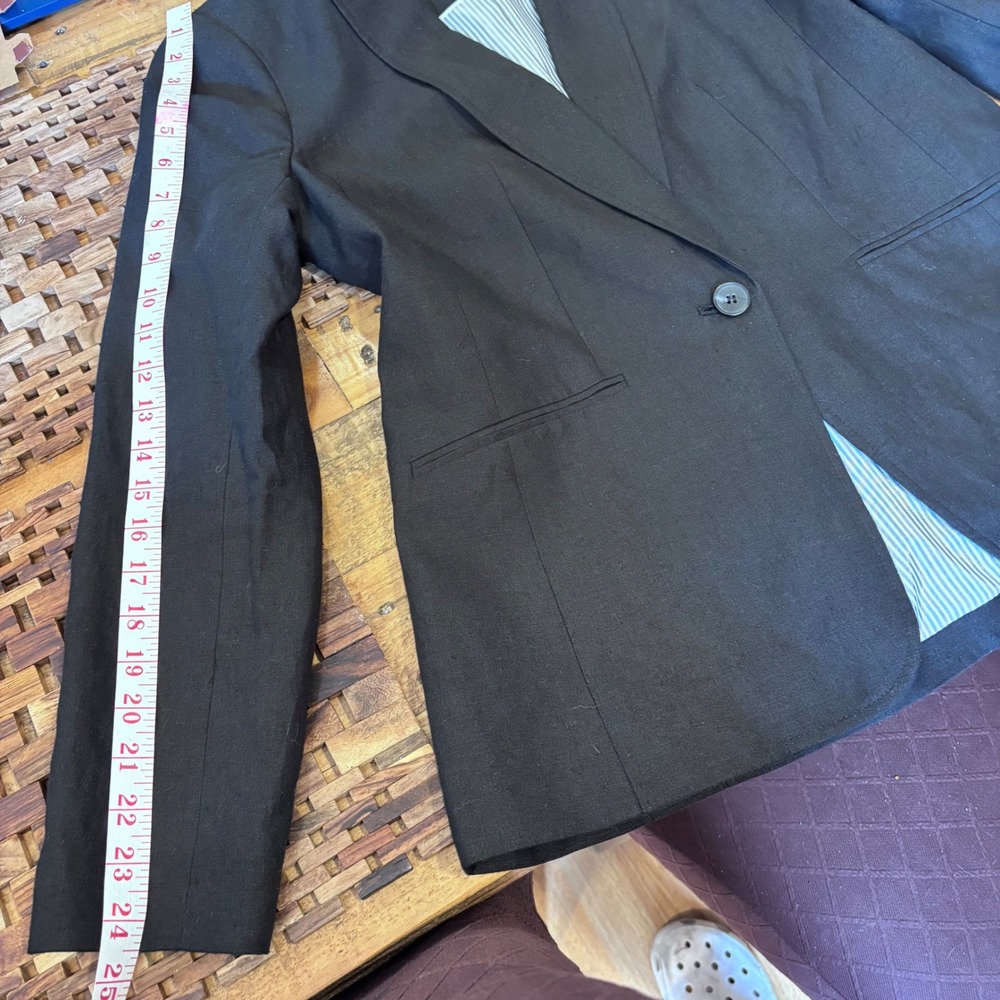 Talbots Womens Black 100% Linen Single Button Blazer Jacket Size 8 VN1953 - Picture 11 of 12